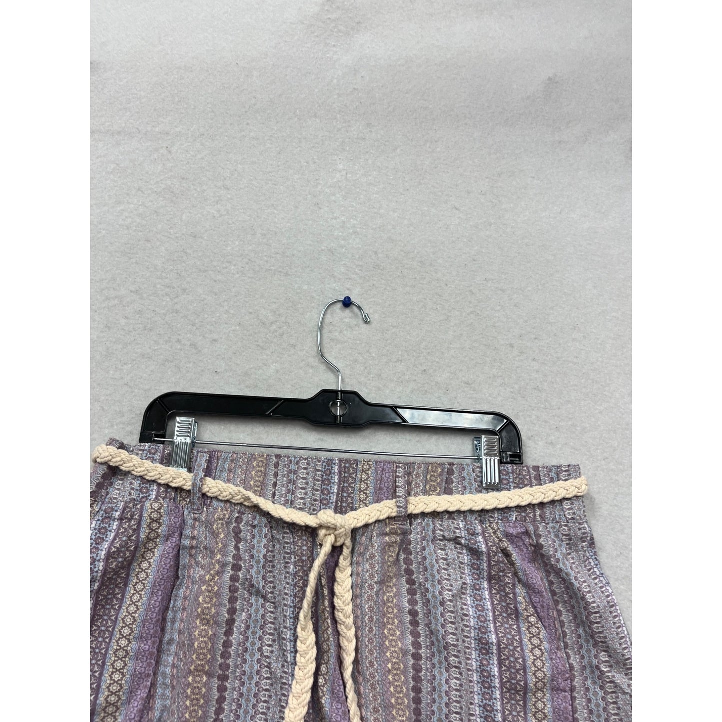 Rewash XL Linen/Rayon Tassel Hem Striped Shorts #680A