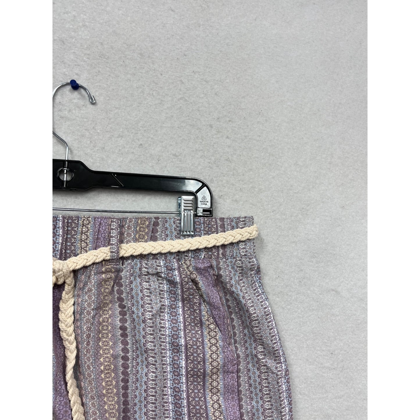 Rewash XL Linen/Rayon Tassel Hem Striped Shorts #680A