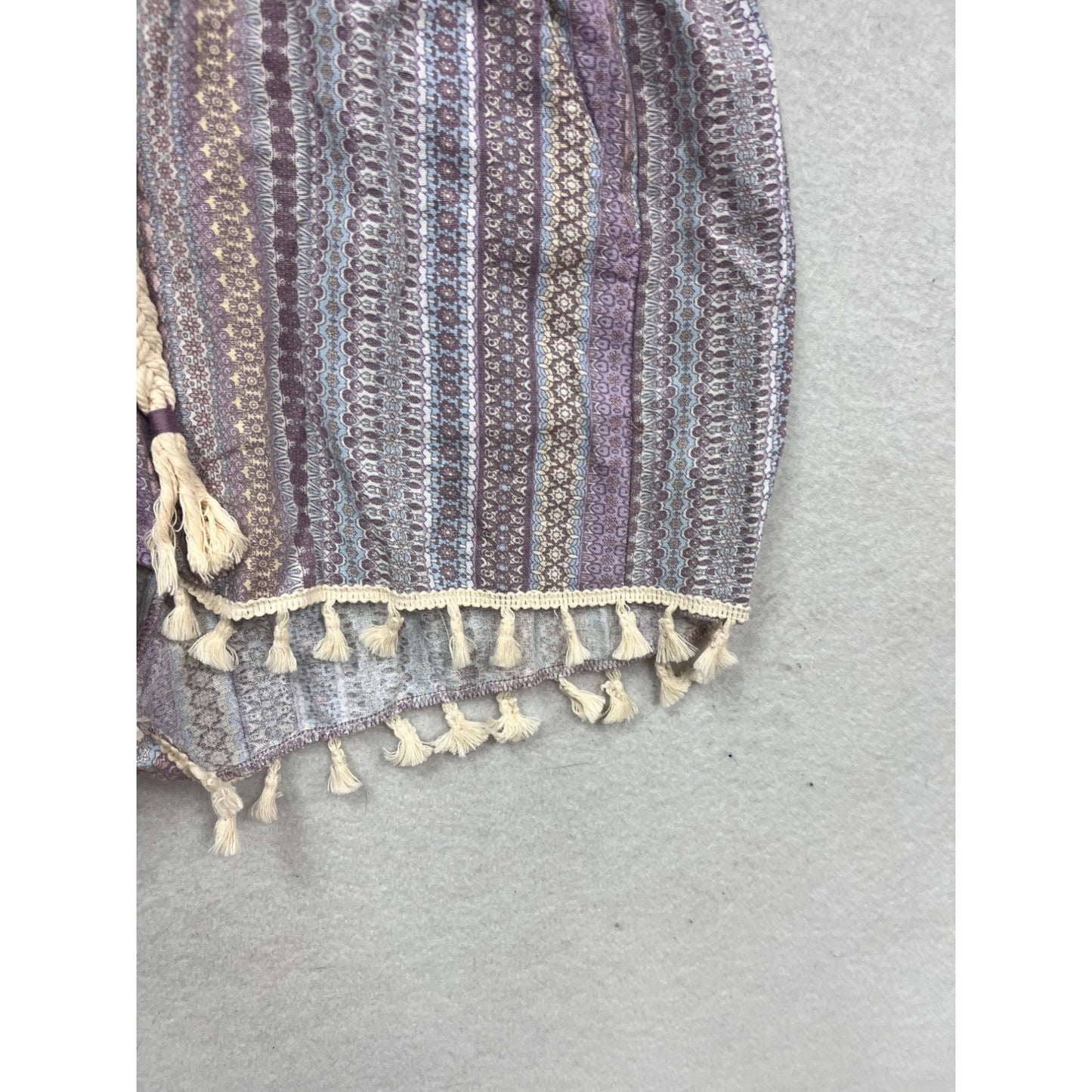 Rewash XL Linen/Rayon Tassel Hem Striped Shorts #680A