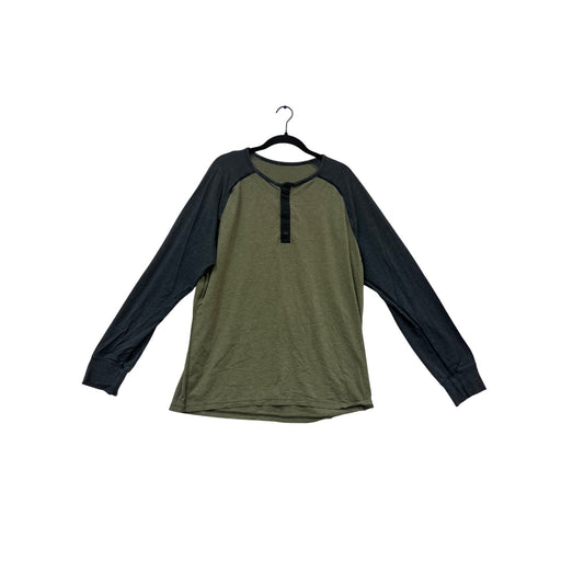 Lululemon Green & Gray Long Sleeve Henley Shirt #826A