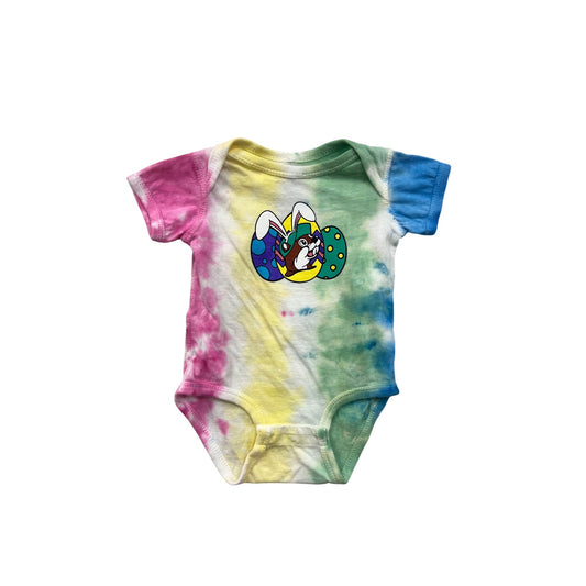 Buc-ees Baby Tie-Dye Romper With Bunny Graphic 6M #8156