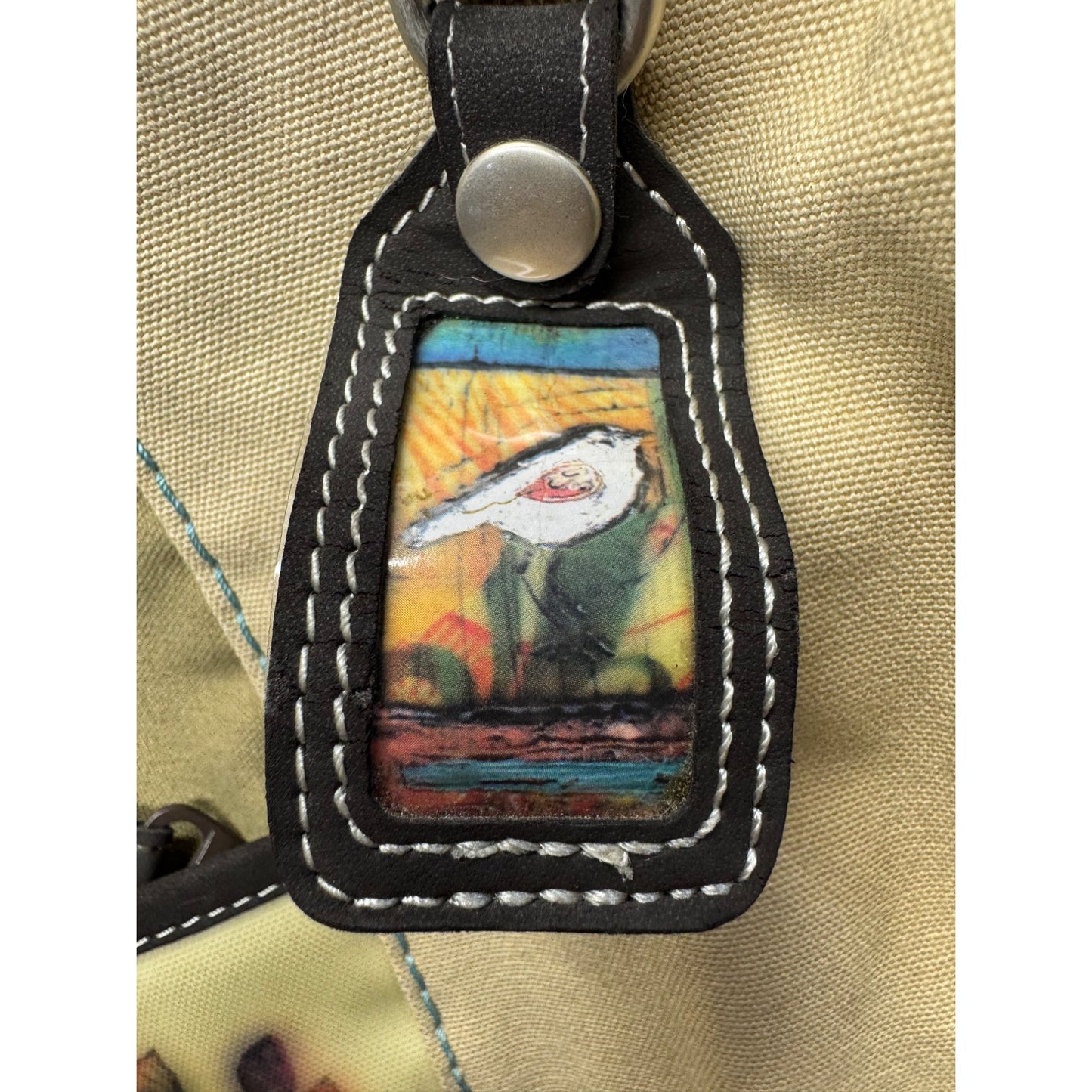 Sherpani Canvas Tote Bag With Tree & Bird Design Zip Closure Adjustable #9714