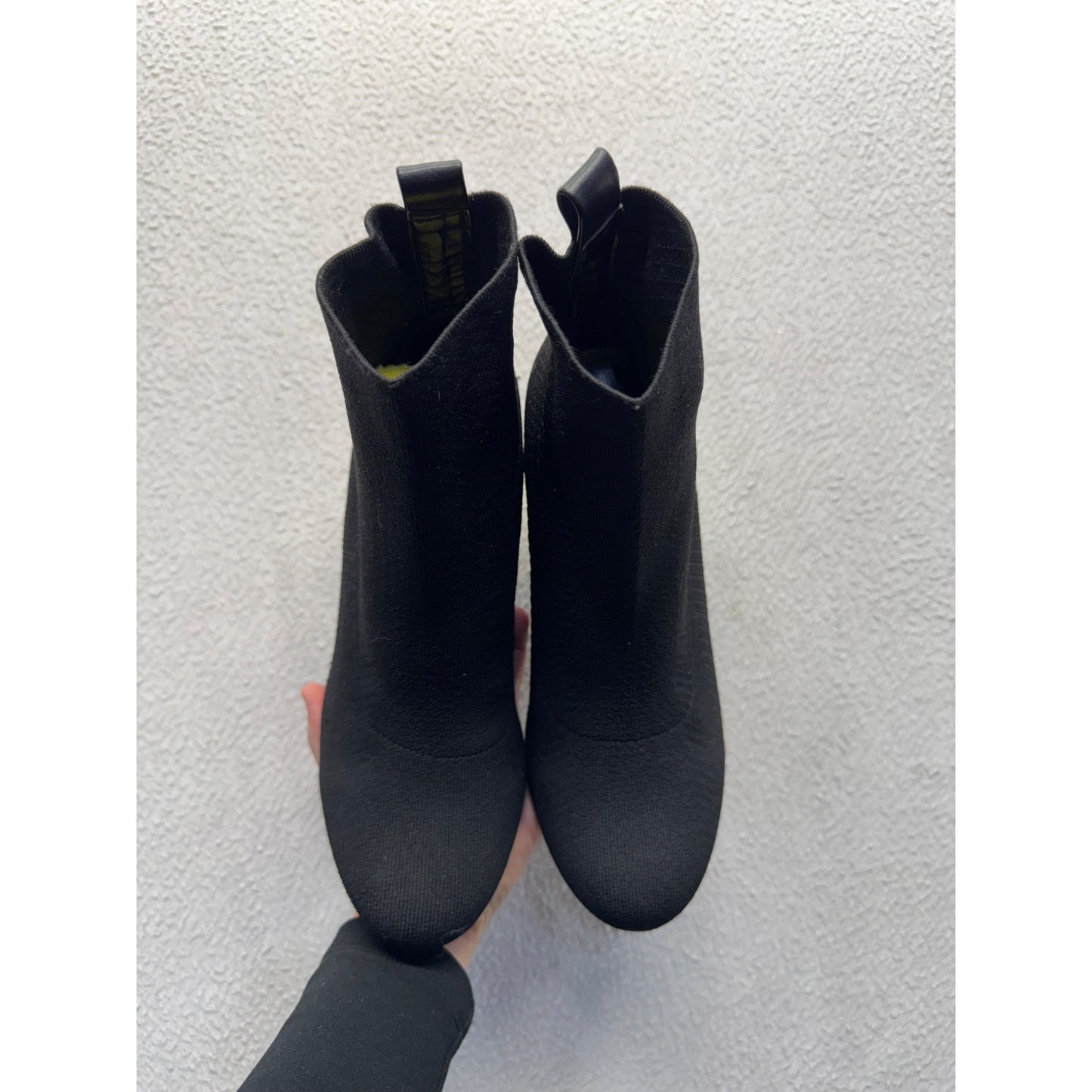 Black Knit Ankle Boots With Block Heels Size 8.5 #134B