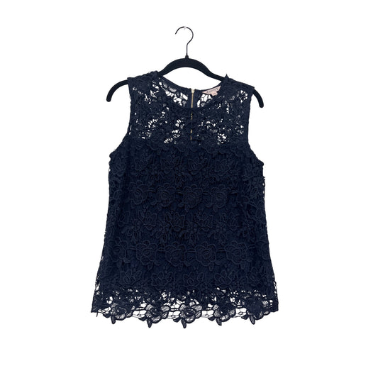 Nanette Lepore Womens Navy Floral Lace Sleeveless Top With Back Zipper Small #6625