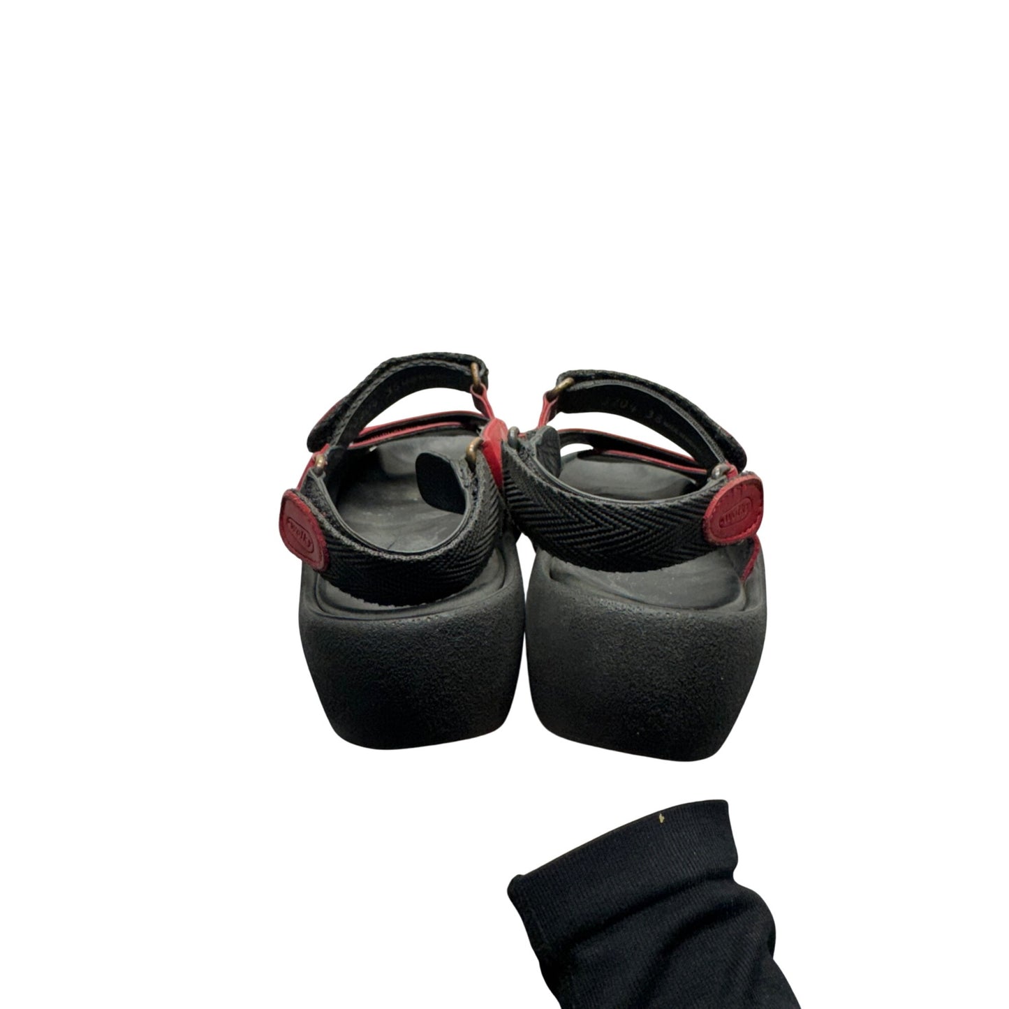 Wolky Red & Black Platform Sandals Size 38 Leather Adjustable Strap #9006