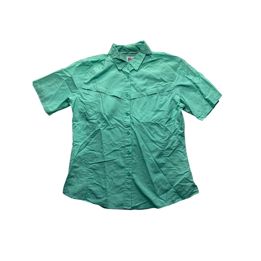 Women’s World Wide Sportsman Mint Green Button-Up Short Sleeve Shirt #7158