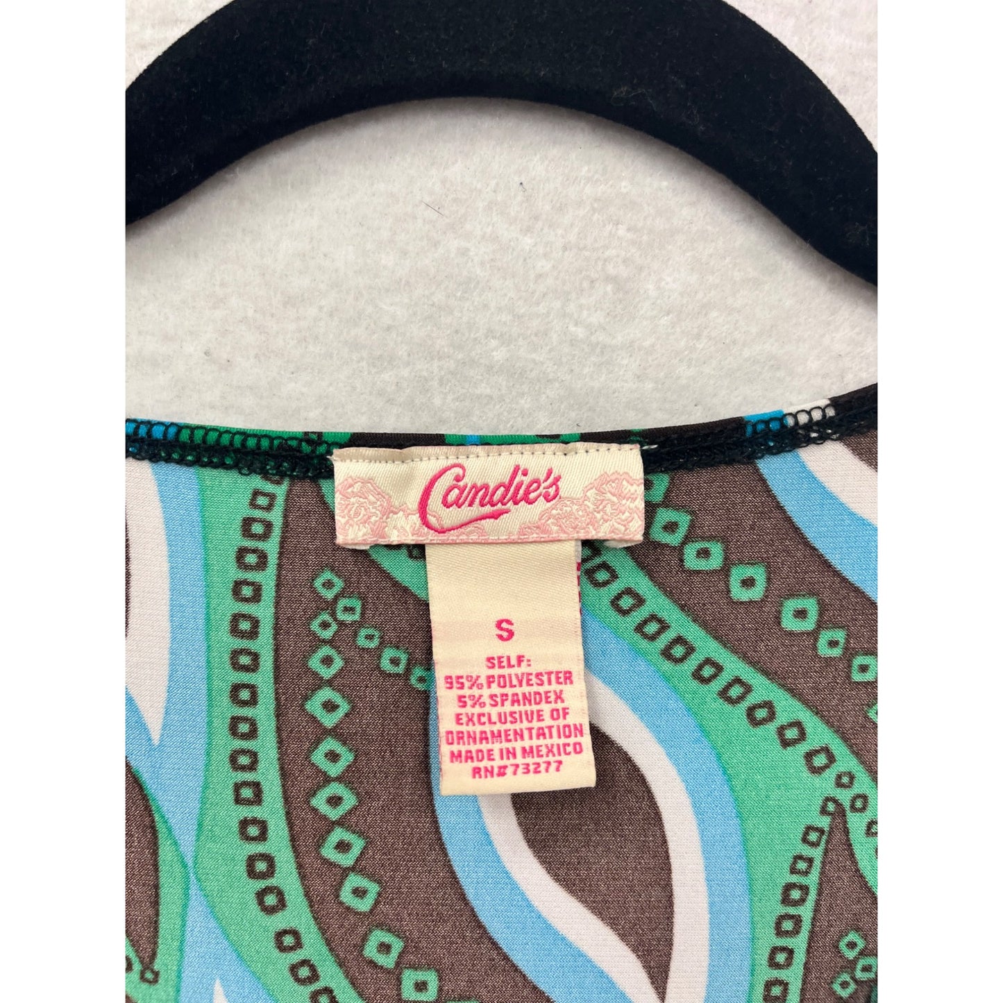 Candies Small Geometric Print V-Neck Top With Flutter Sleeves #8840