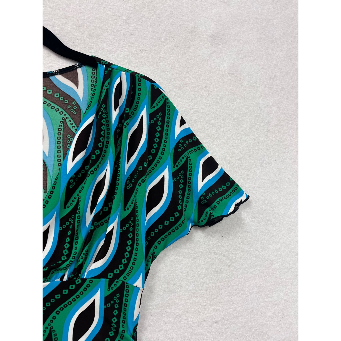 Candies Small Geometric Print V-Neck Top With Flutter Sleeves #8840