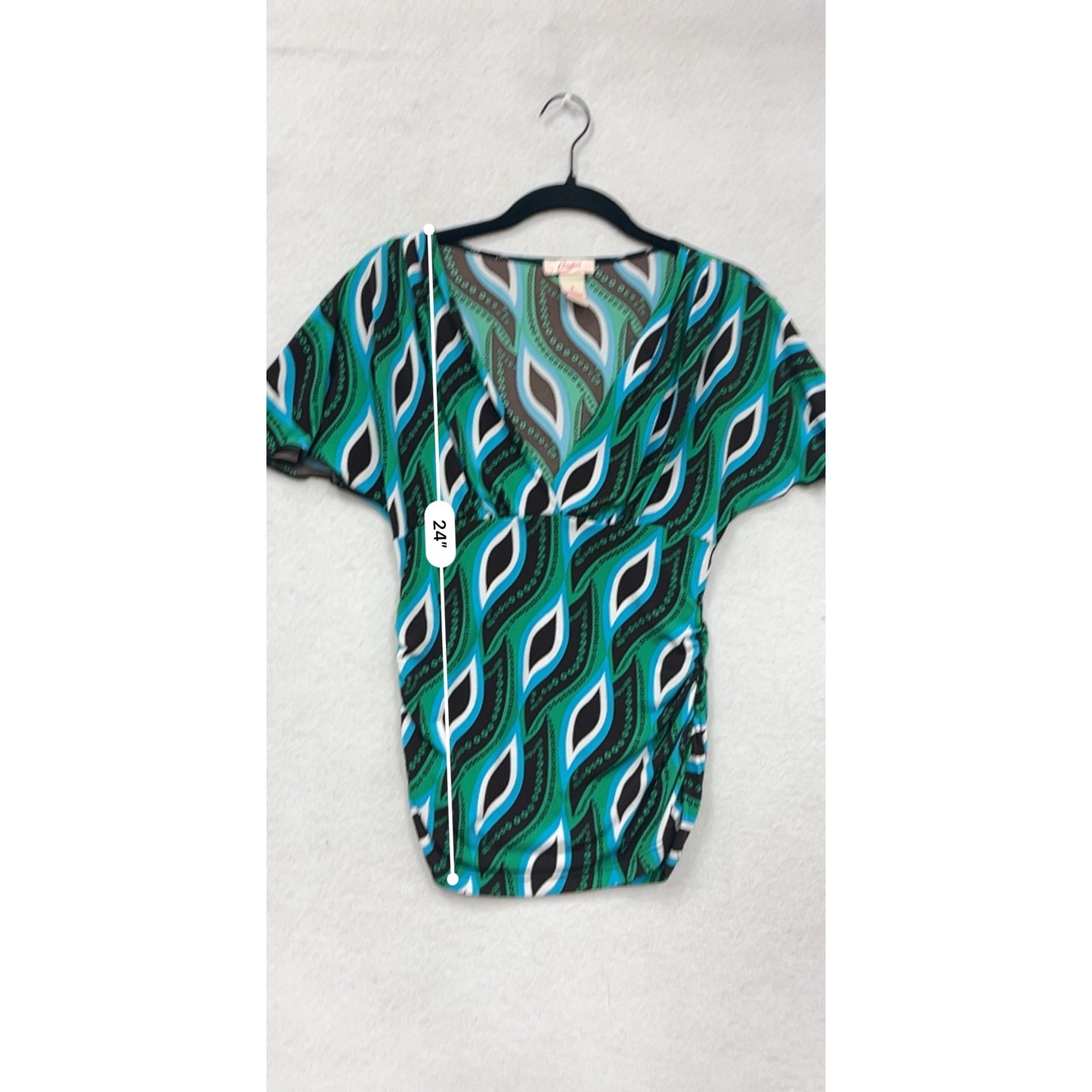 Candies Small Geometric Print V-Neck Top With Flutter Sleeves #8840