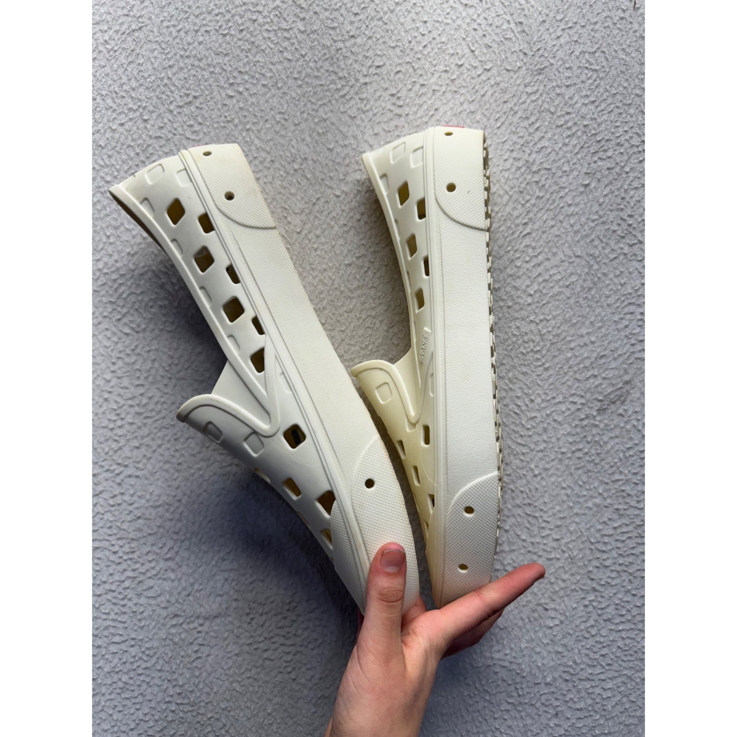 Vans White Ventilation Slip-On Rubber Shoes US 13 Lightweight Casual Wear #9399