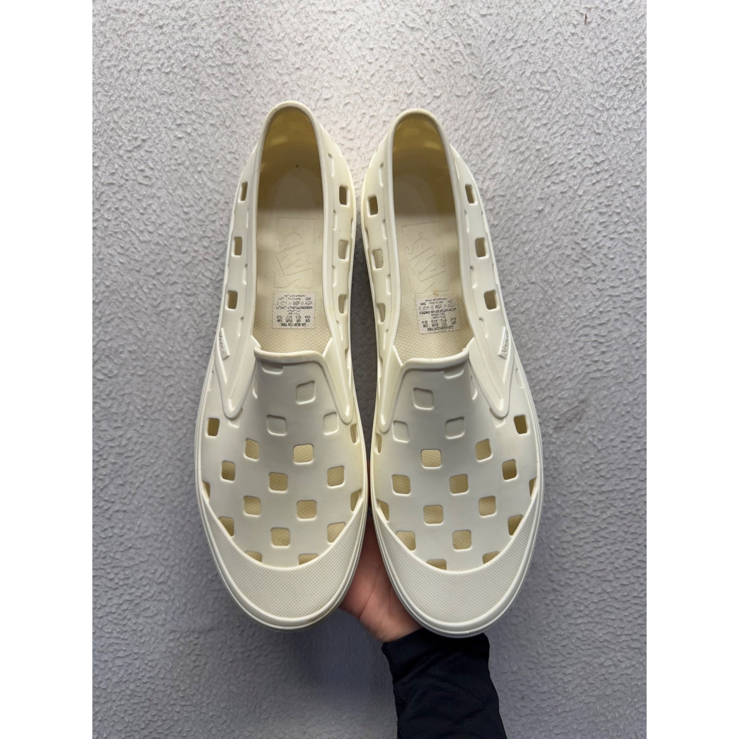 Vans White Ventilation Slip-On Rubber Shoes US 13 Lightweight Casual Wear #9399