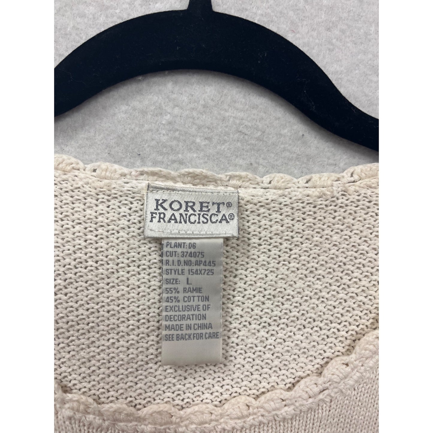 Koret Francisca Butterfly Knit Top Size L #549A