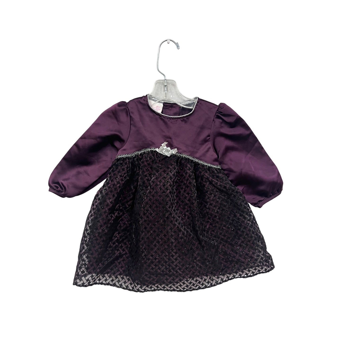 Rose Cottage Satin & Lace Dress With Silver Trim & Bow #8671