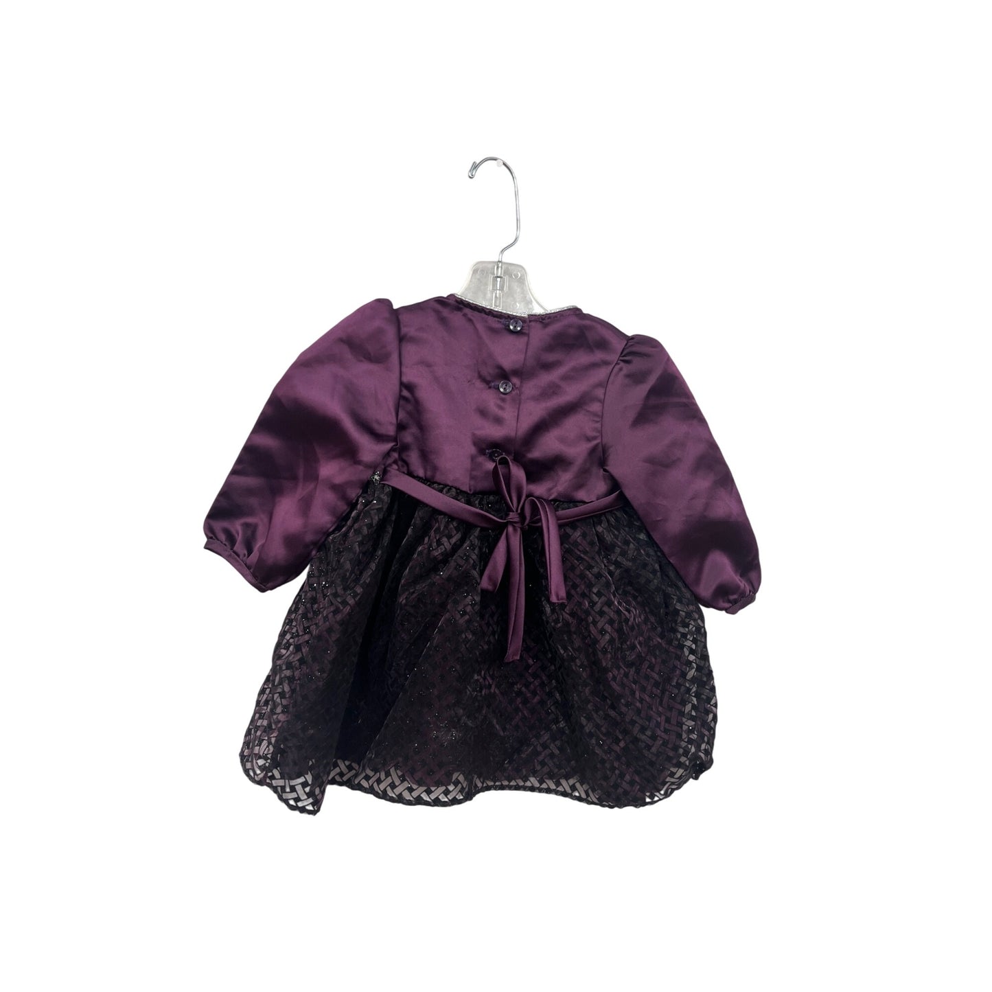 Rose Cottage Satin & Lace Dress With Silver Trim & Bow #8671