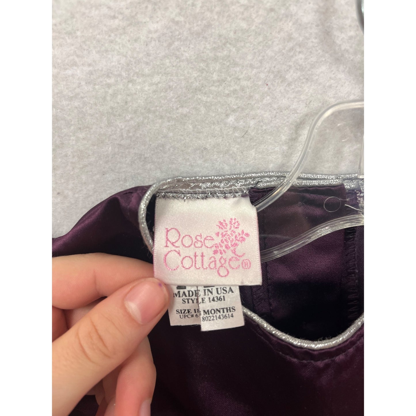 Rose Cottage Satin & Lace Dress With Silver Trim & Bow #8671