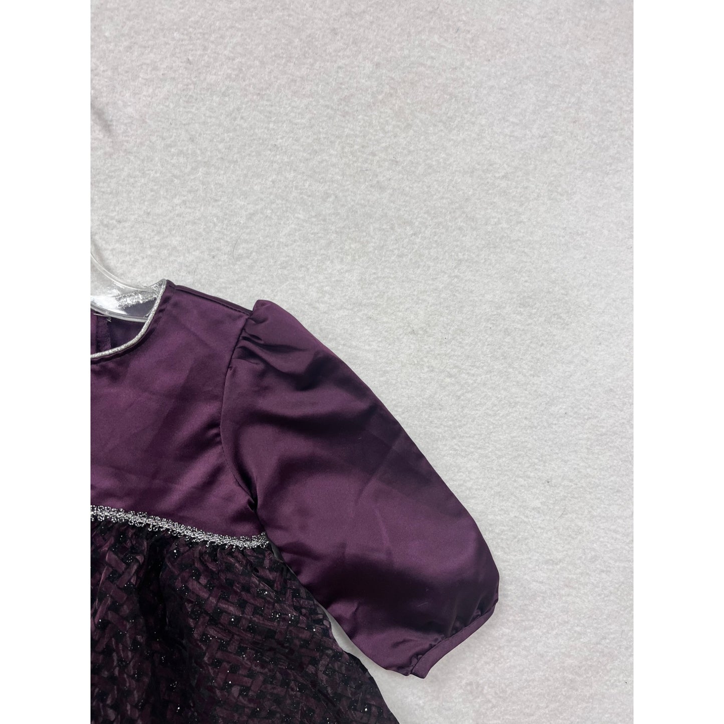 Rose Cottage Satin & Lace Dress With Silver Trim & Bow #8671