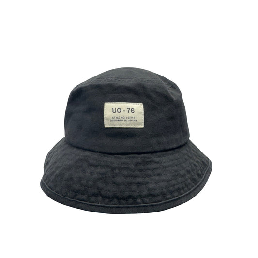 UO-76 Black Cotton Bucket Hat With Label Patch Style No. 003/47 #9218