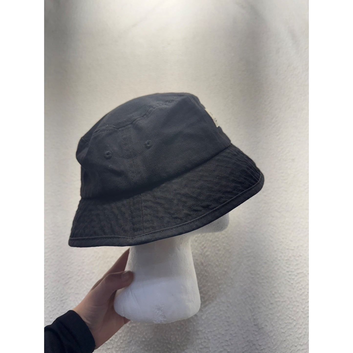 UO-76 Black Cotton Bucket Hat With Label Patch Style No. 003/47 #9218