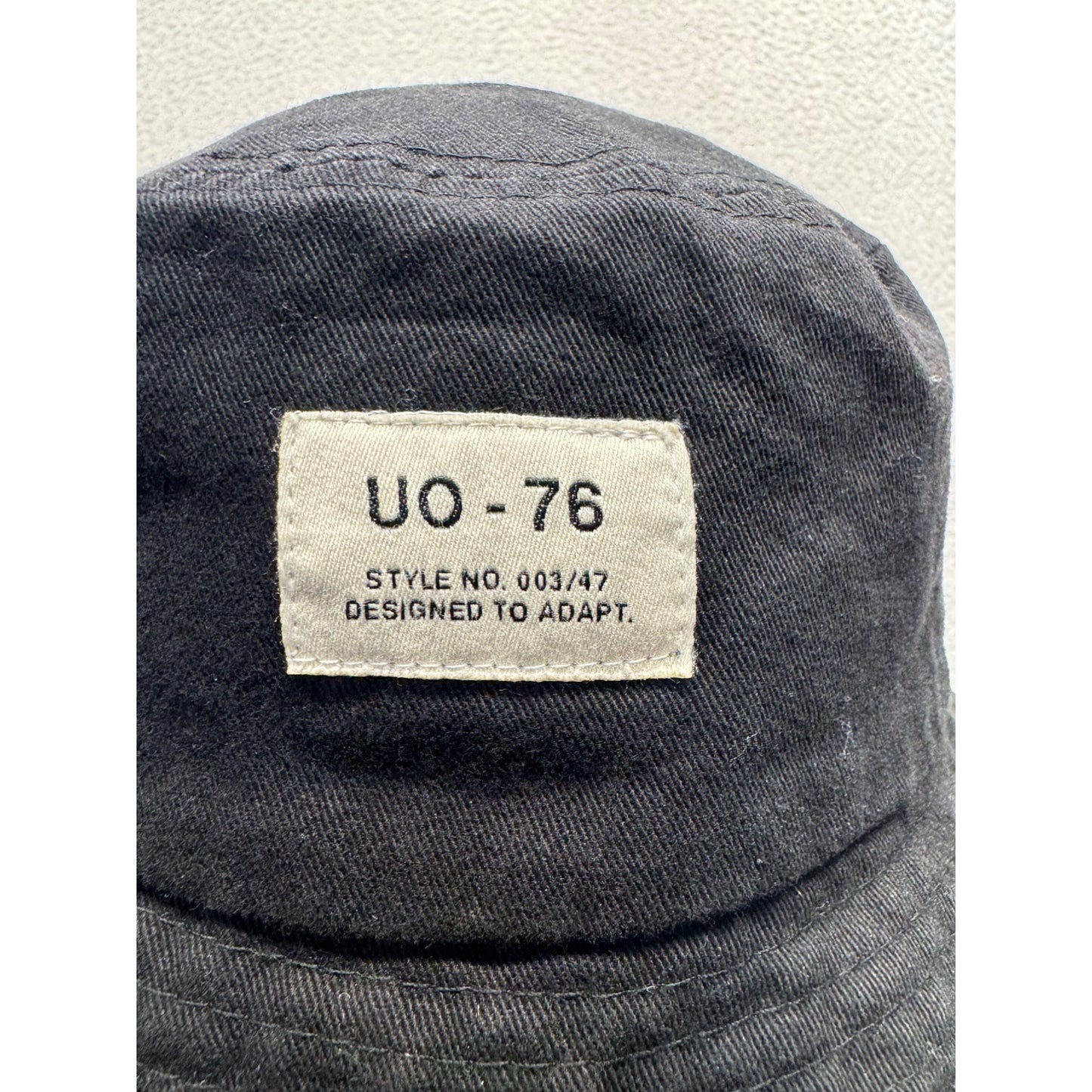 UO-76 Black Cotton Bucket Hat With Label Patch Style No. 003/47 #9218