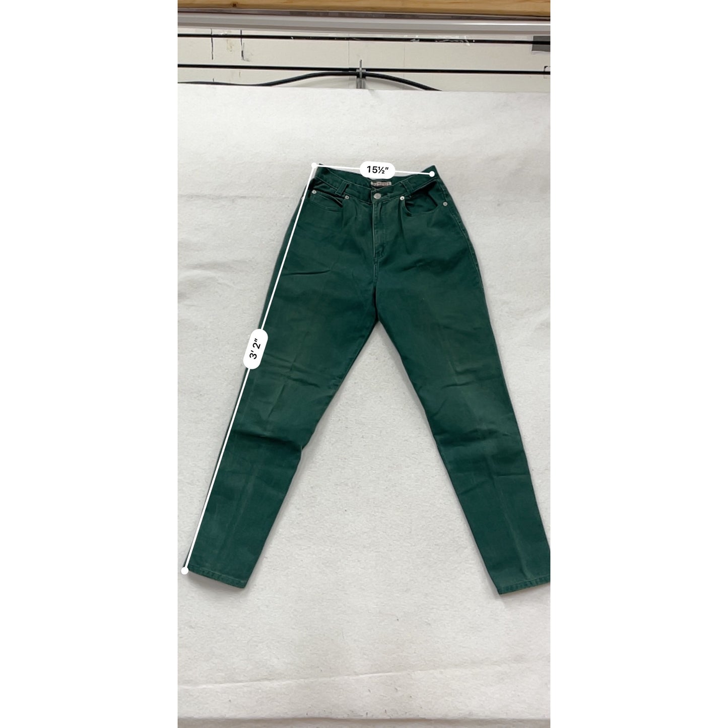 Vintage Memphis High-Waisted Green Cotton Denim Jeans Size 7/8 #160A