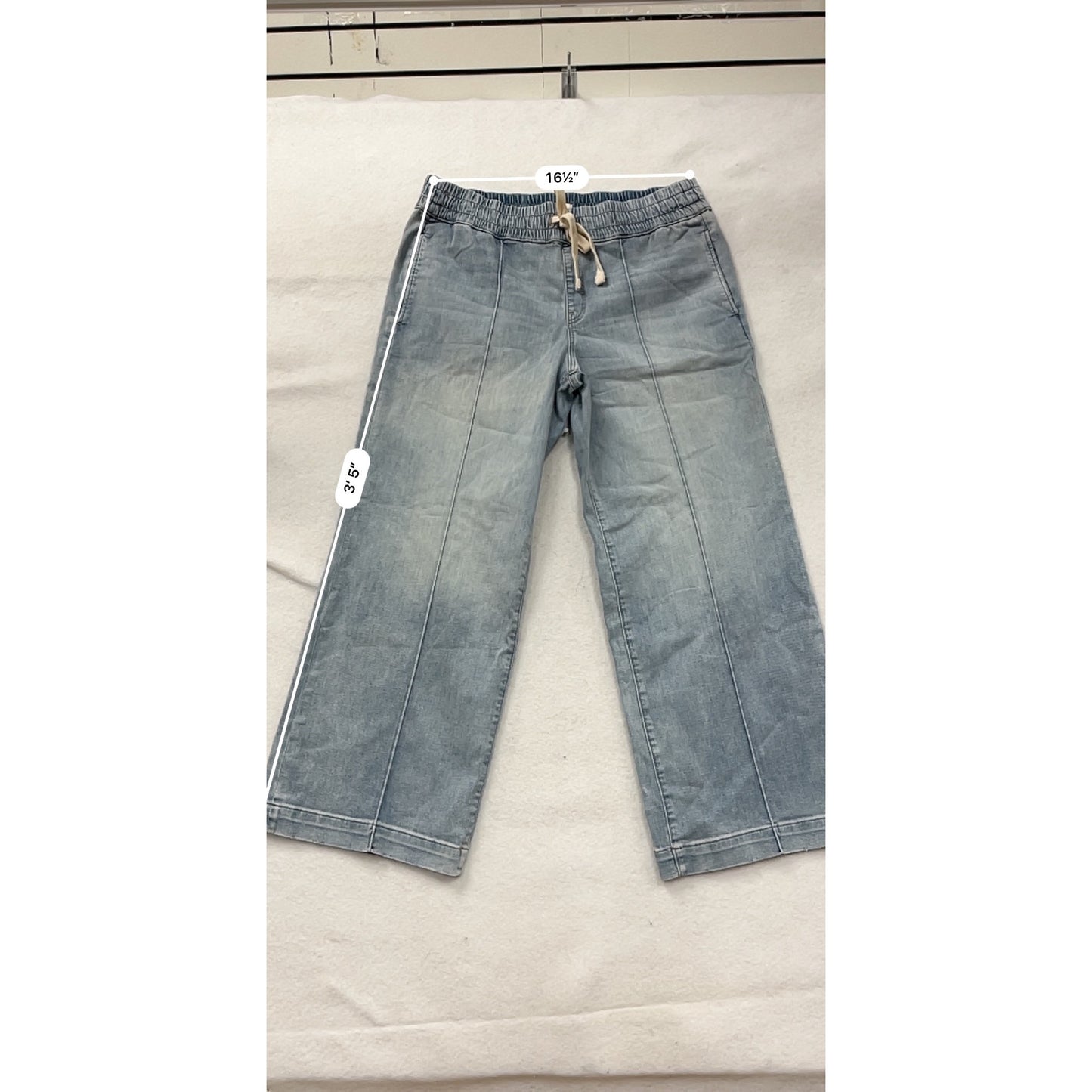 UpWest Womens XL Elastic Waist Wide-Leg Denim Pants #8151