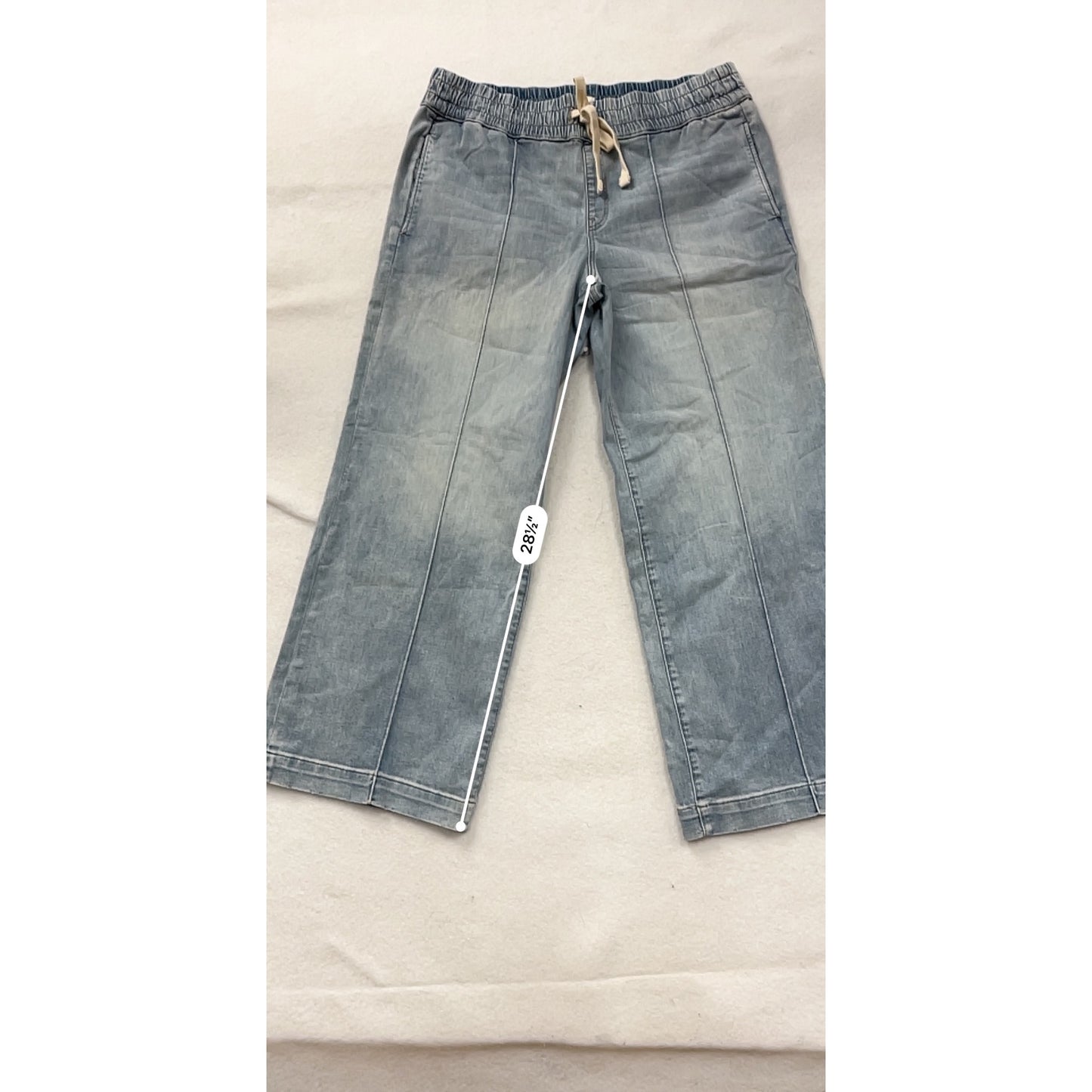 UpWest Womens XL Elastic Waist Wide-Leg Denim Pants #8151