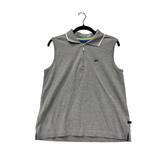 Sleeveless Gray Polo Shirt Womens Size 9 Catalina Collared Zip Front #6776