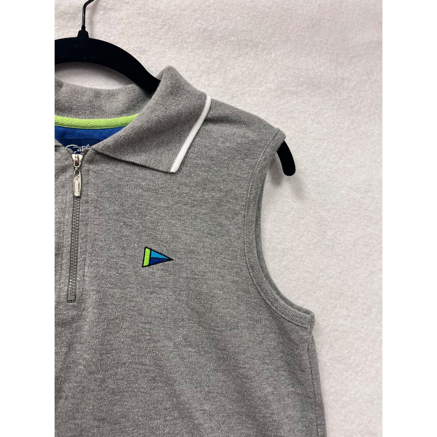 Sleeveless Gray Polo Shirt Womens Size 9 Catalina Collared Zip Front #6776