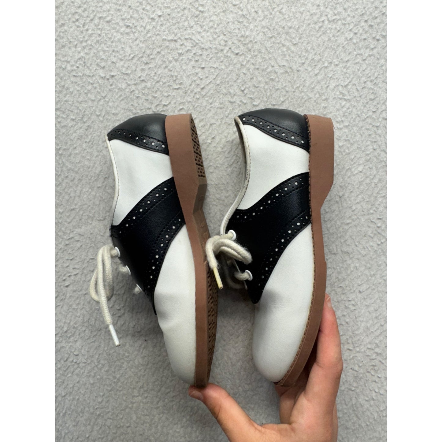 Smartfit Saddle Oxford Shoes White & Black Size 12.5 Non-Marking Sole #9626