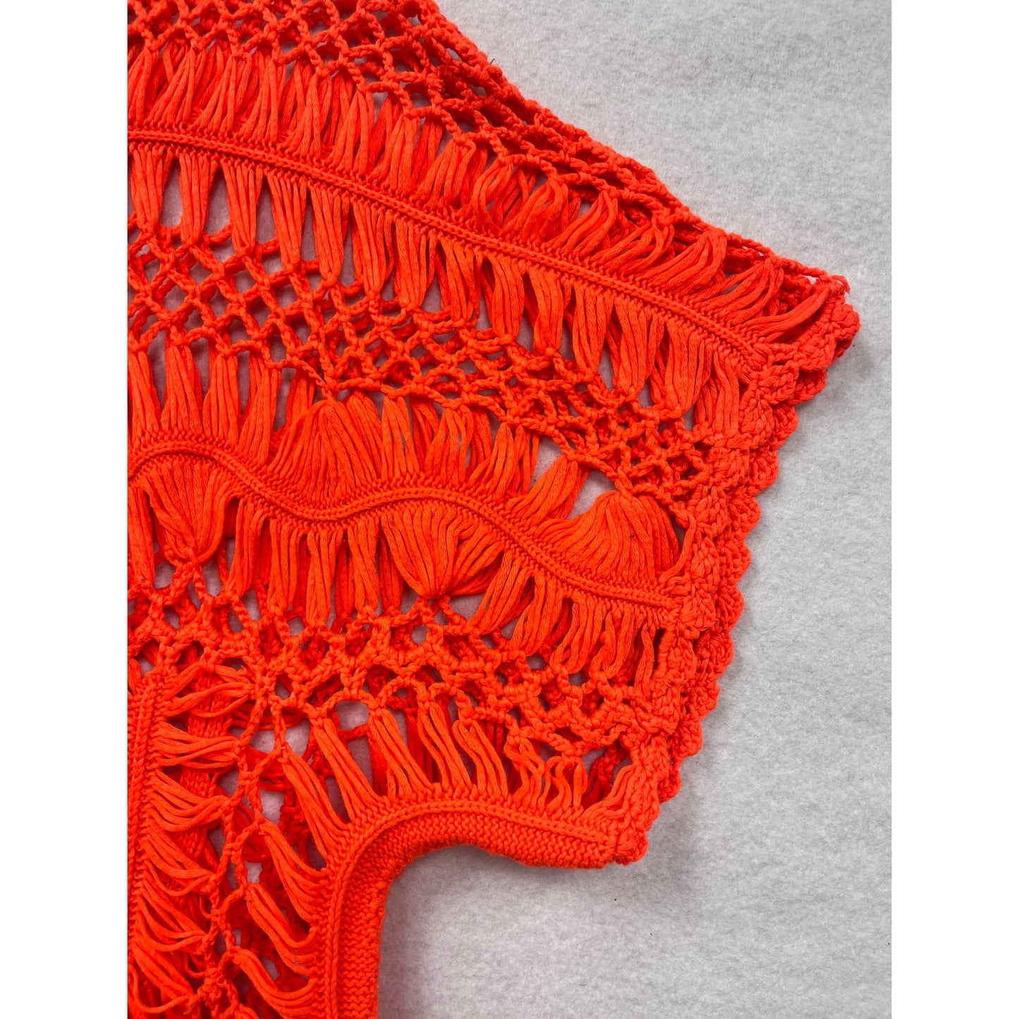 Women’s Neon Orange Crochet Open Blouse