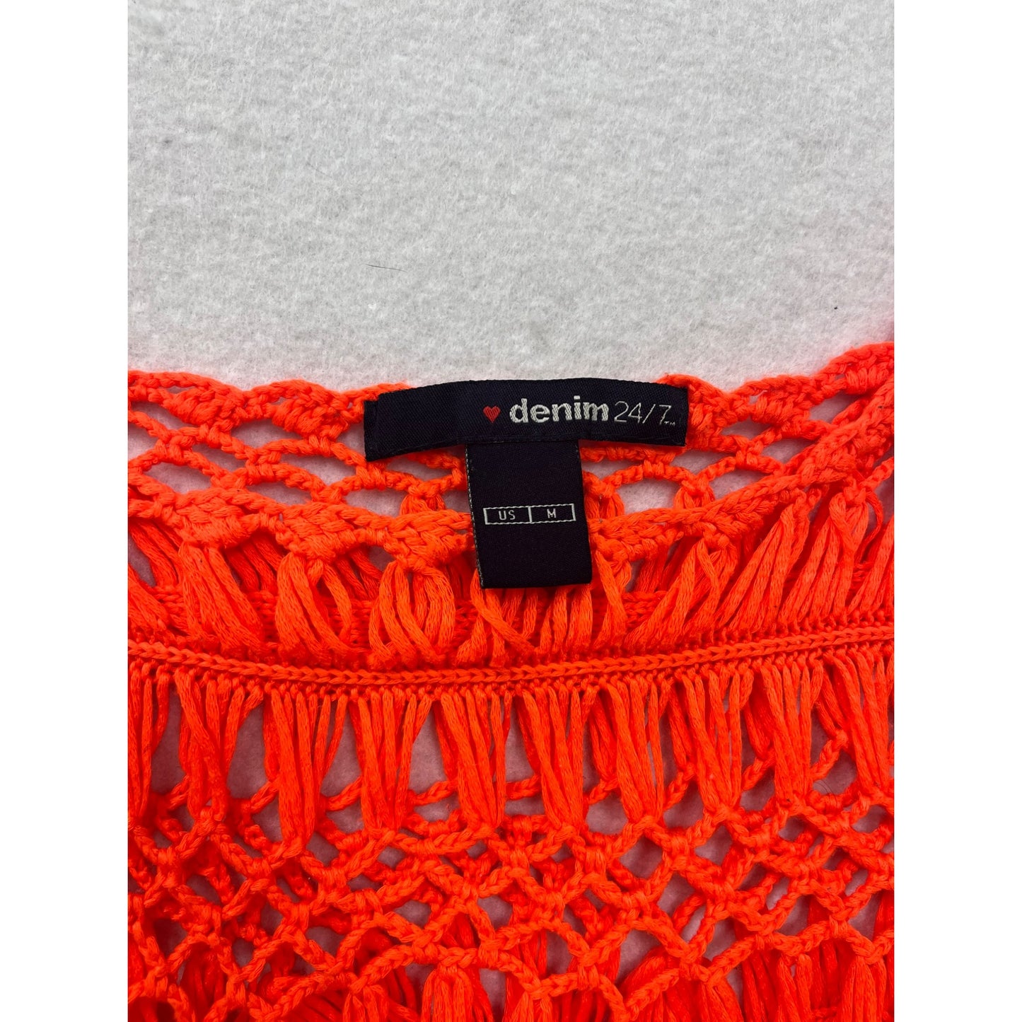 Women’s Neon Orange Crochet Open Blouse