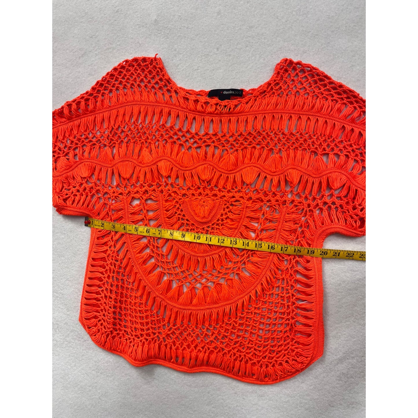 Women’s Neon Orange Crochet Open Blouse