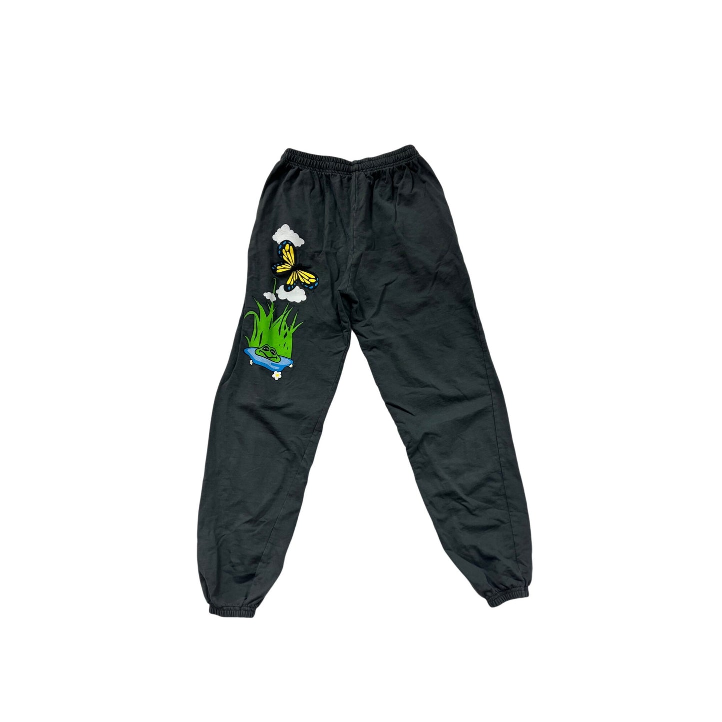 Fan Club Black Jogger Pants Medium Get Some Fresh Air Print Elastic Waist #8319