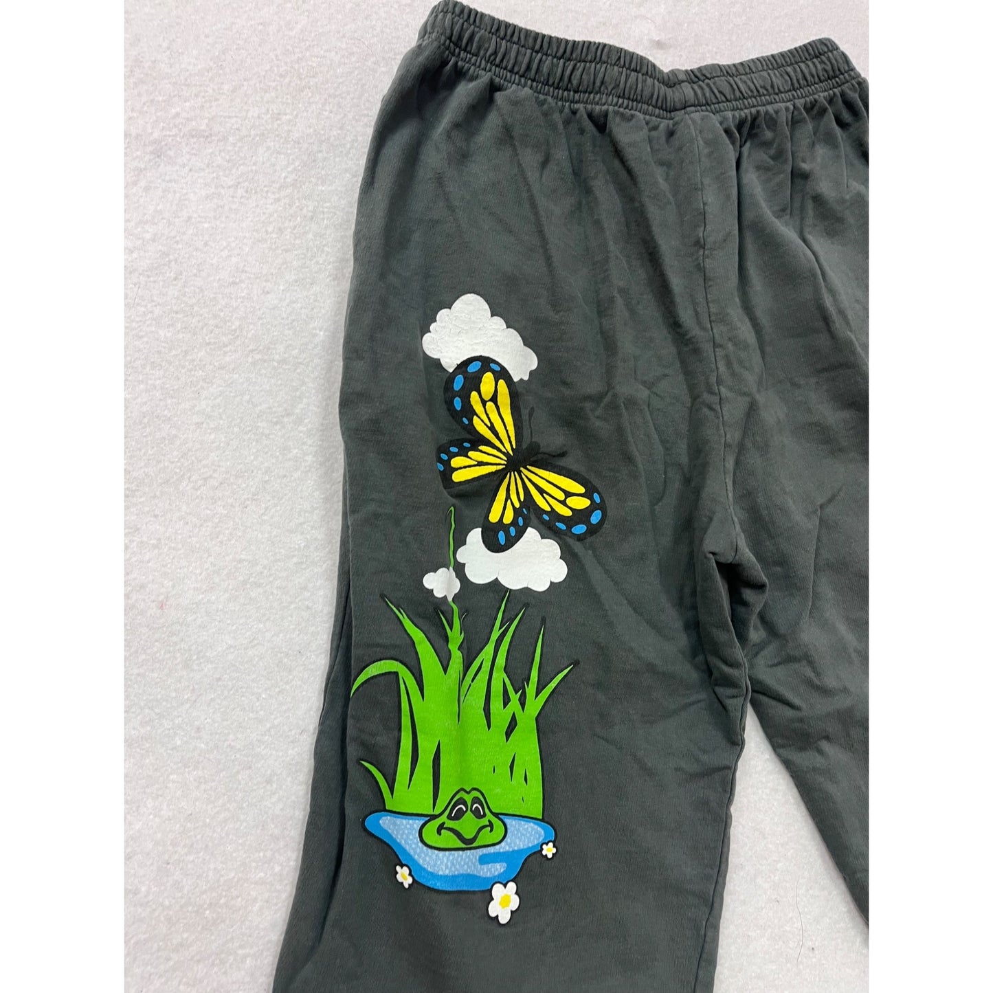 Fan Club Black Jogger Pants Medium Get Some Fresh Air Print Elastic Waist #8319
