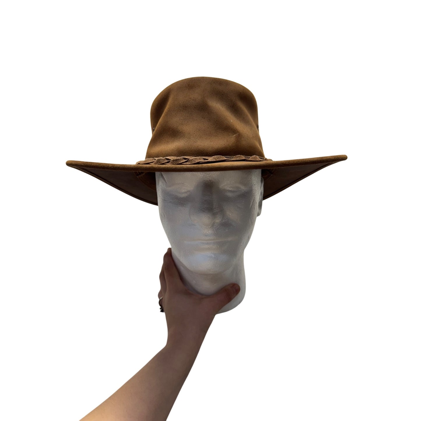 Jacaru Australia Brown Leather Wide Brim Hat XXL 9486