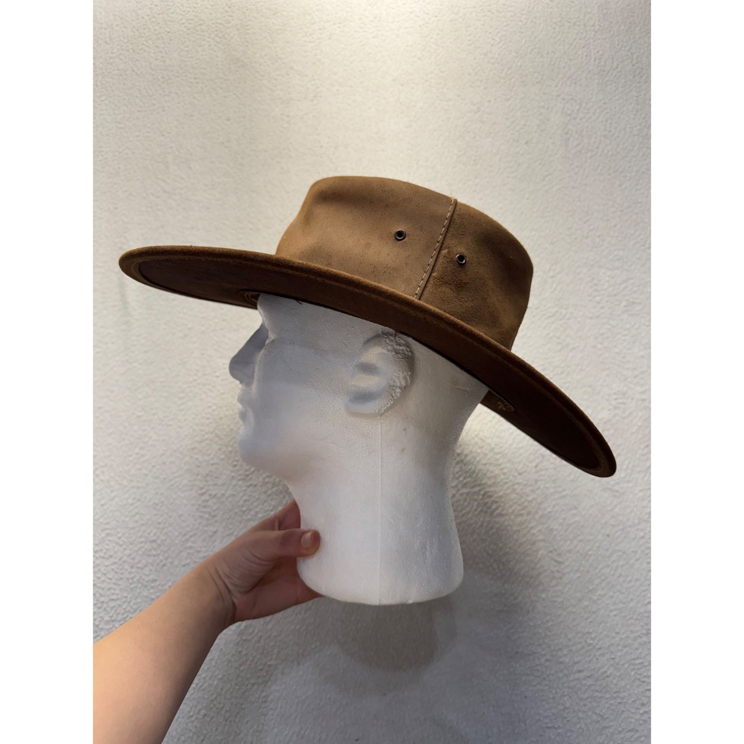 Jacaru Australia Brown Leather Wide Brim Hat XXL 9486