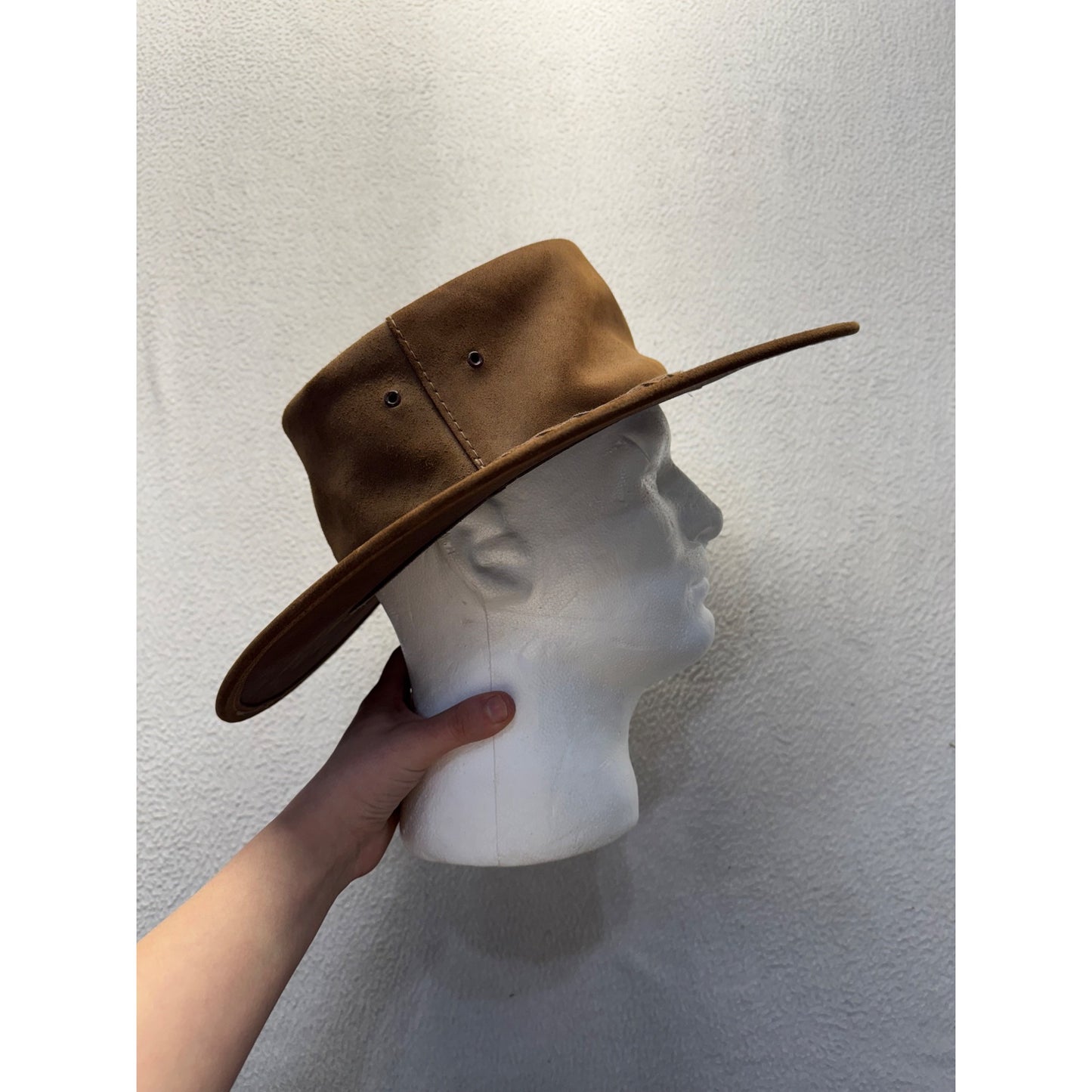 Jacaru Australia Brown Leather Wide Brim Hat XXL 9486