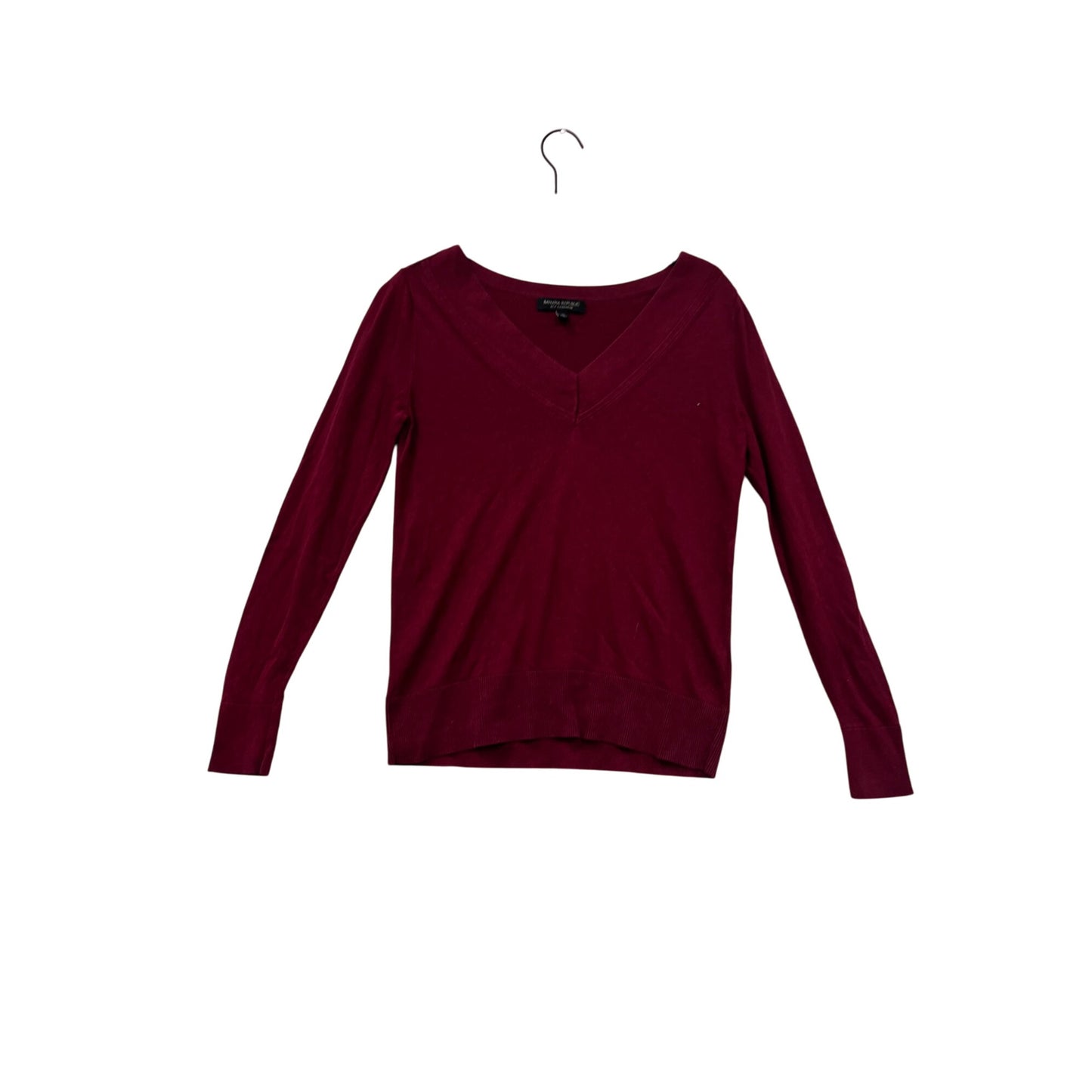 Banana Republic XS Burgundy V-Neck Long Sleeve Silk Cashmere Sweater #8859