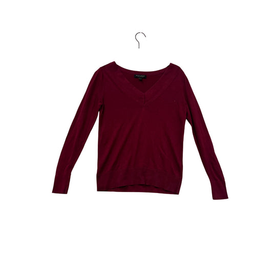 Banana Republic XS Burgundy V-Neck Long Sleeve Silk Cashmere Sweater #8859