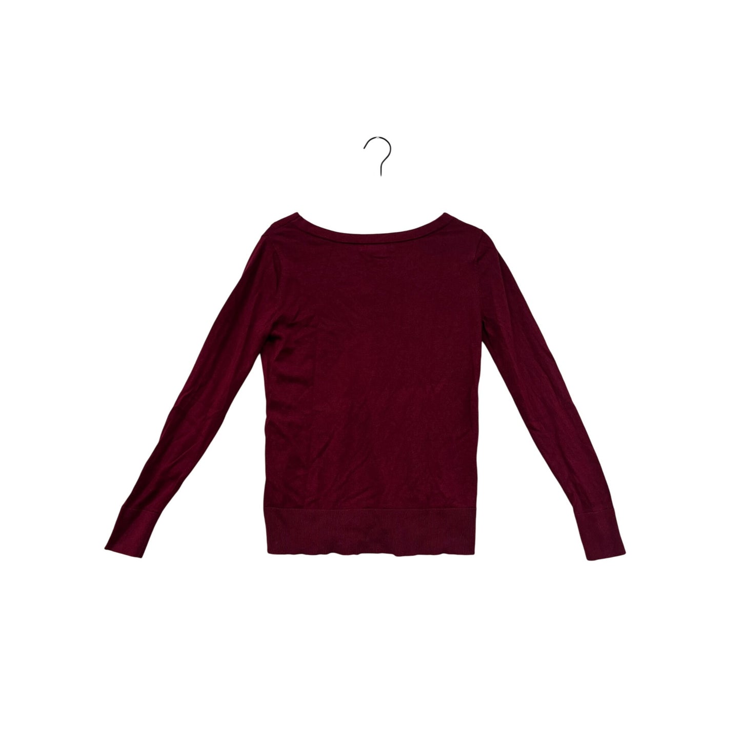 Banana Republic XS Burgundy V-Neck Long Sleeve Silk Cashmere Sweater #8859