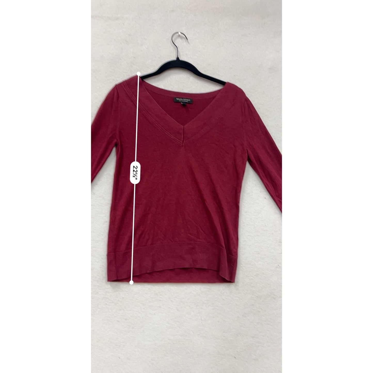 Banana Republic XS Burgundy V-Neck Long Sleeve Silk Cashmere Sweater #8859