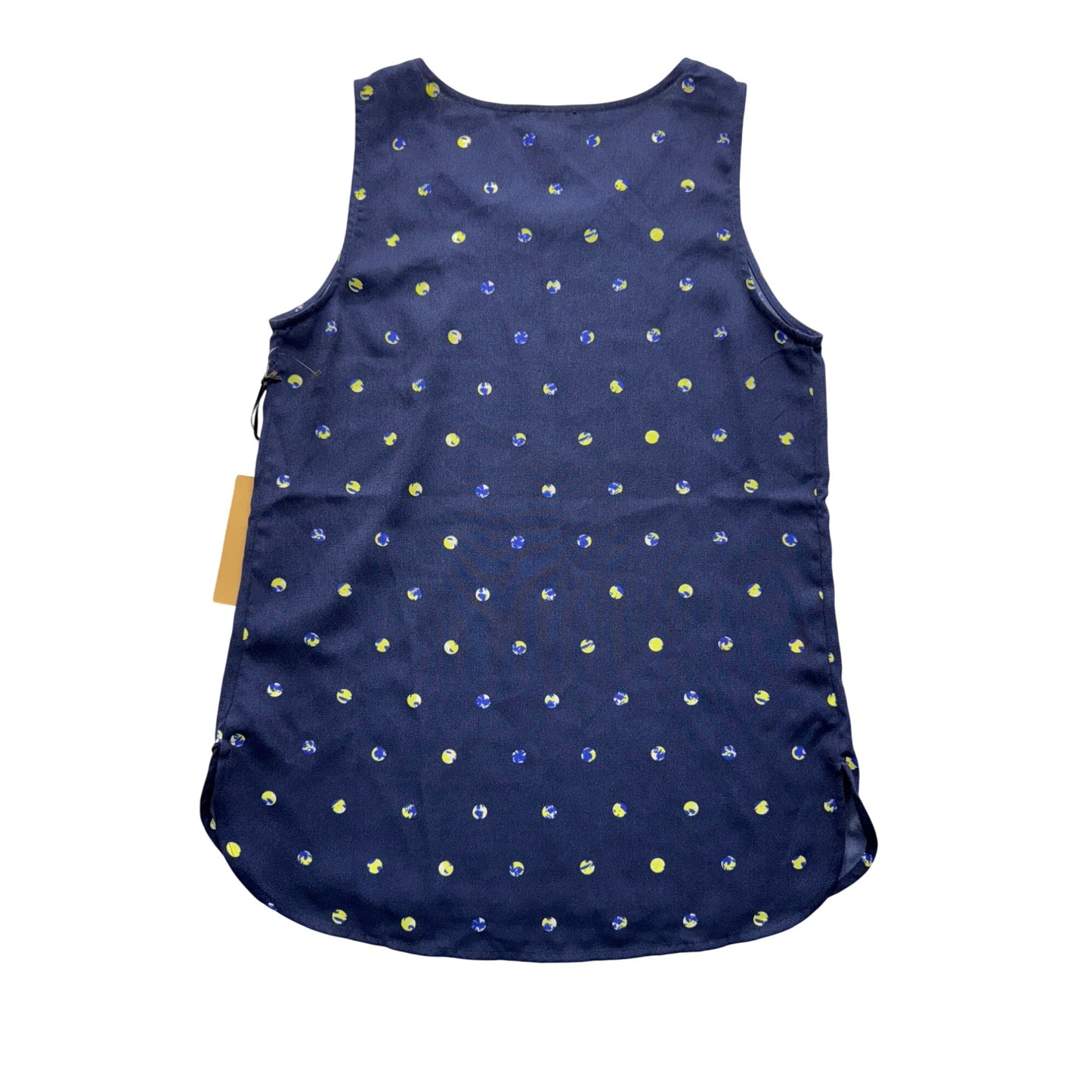 Halogen XS Navy Sleeveless Tank Top With Yellow/Blue Polka Dot Print 288B