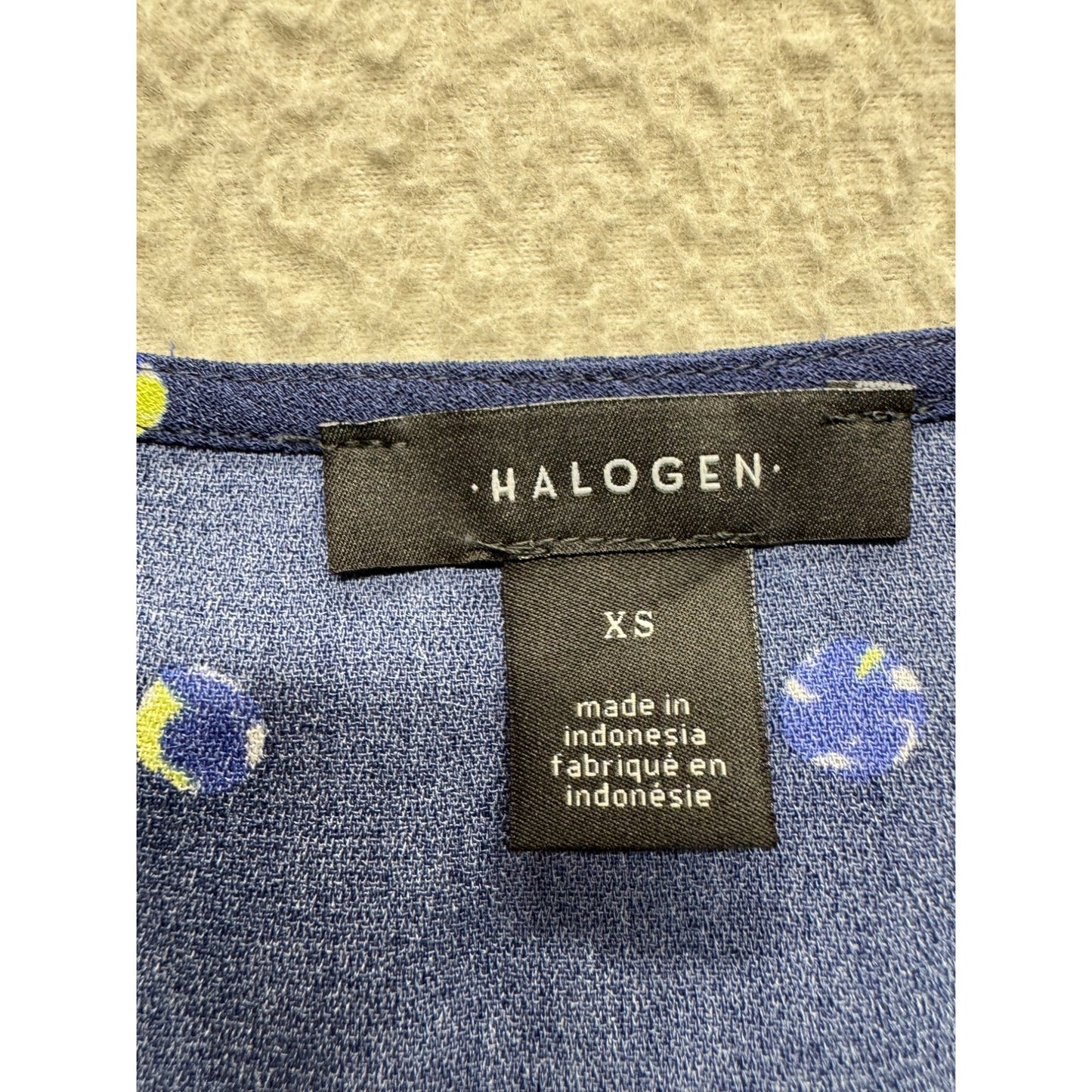 Halogen XS Navy Sleeveless Tank Top With Yellow/Blue Polka Dot Print 288B