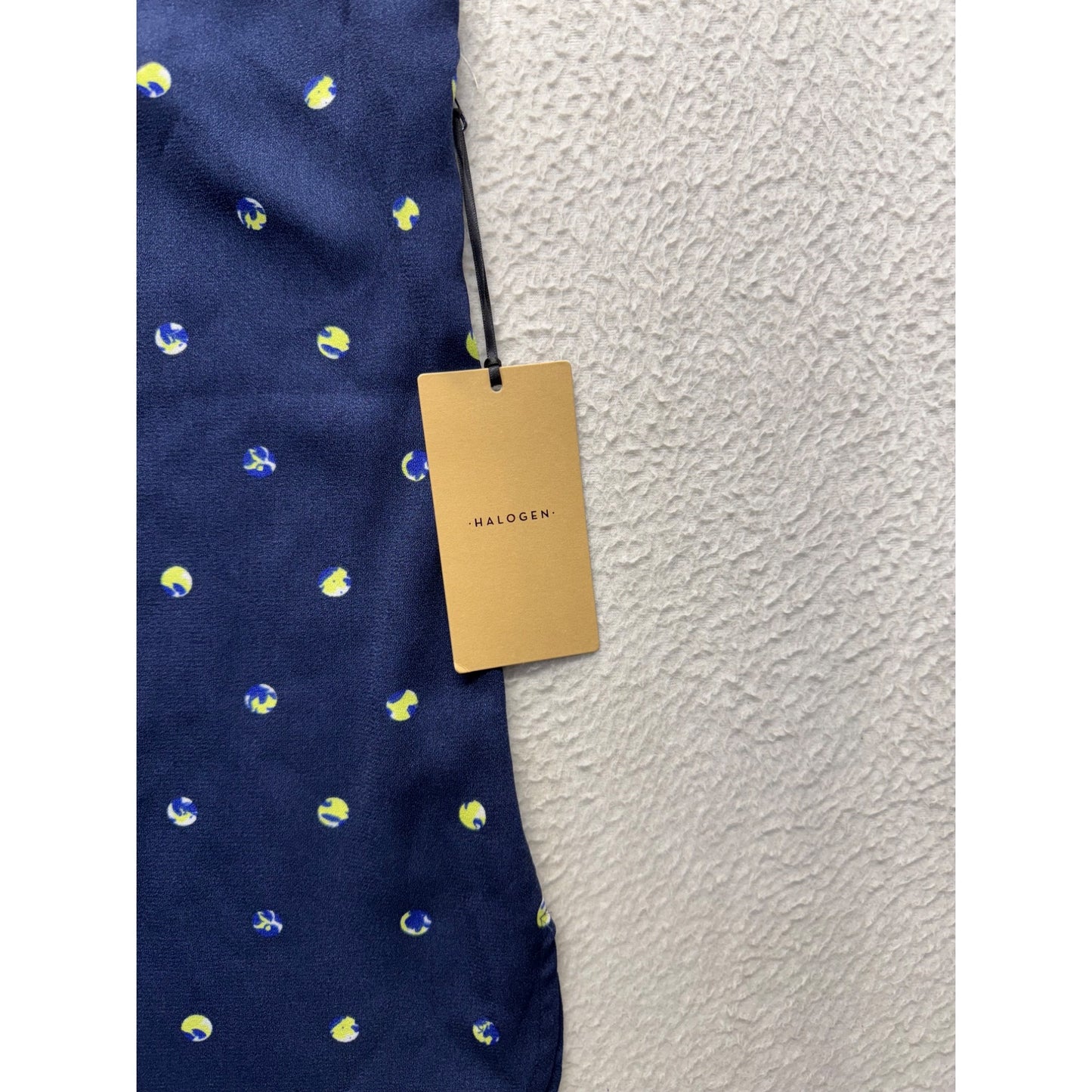 Halogen XS Navy Sleeveless Tank Top With Yellow/Blue Polka Dot Print 288B