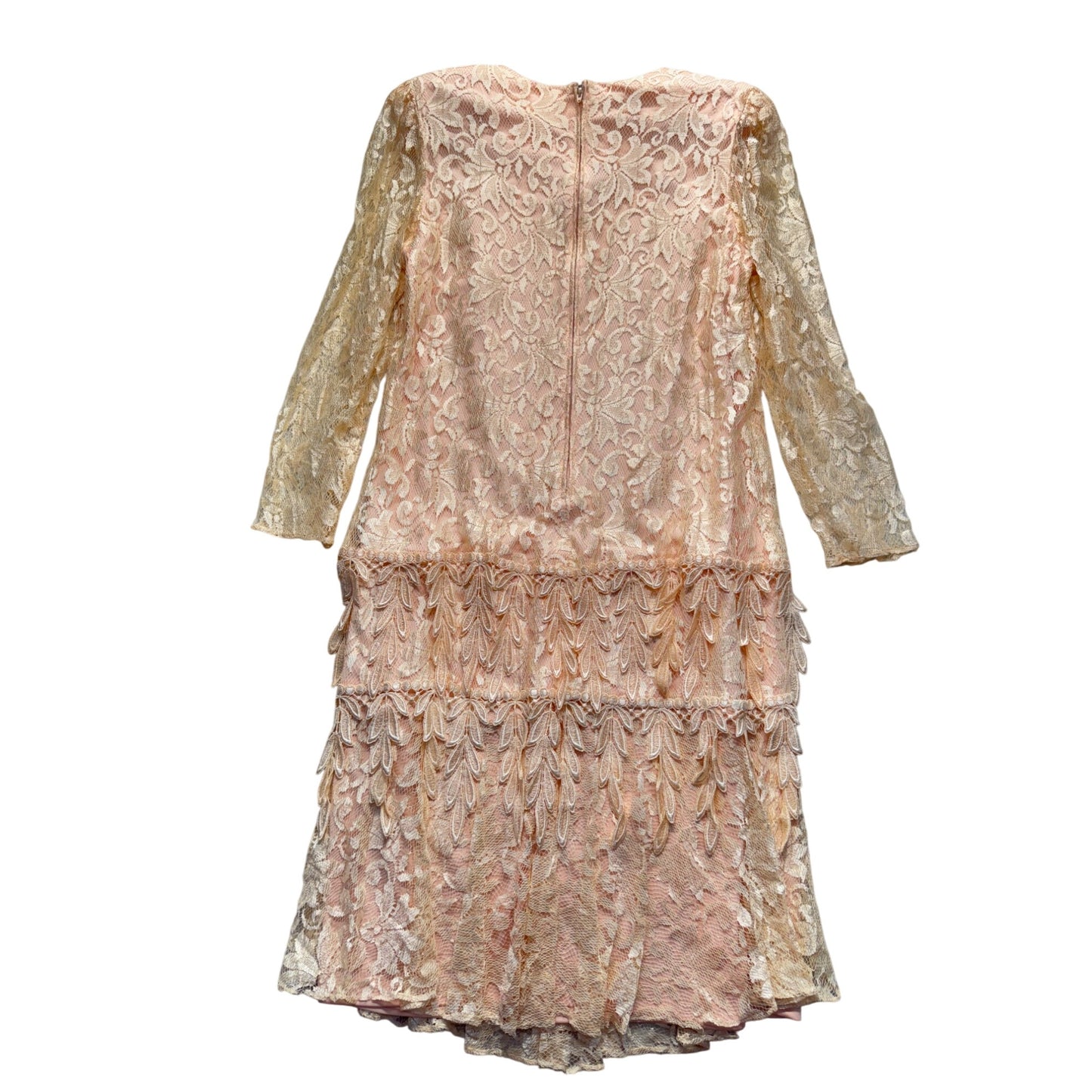 Vintage Blush Lace Tiered Cocktail Dress By Jill Richards Designs #9573