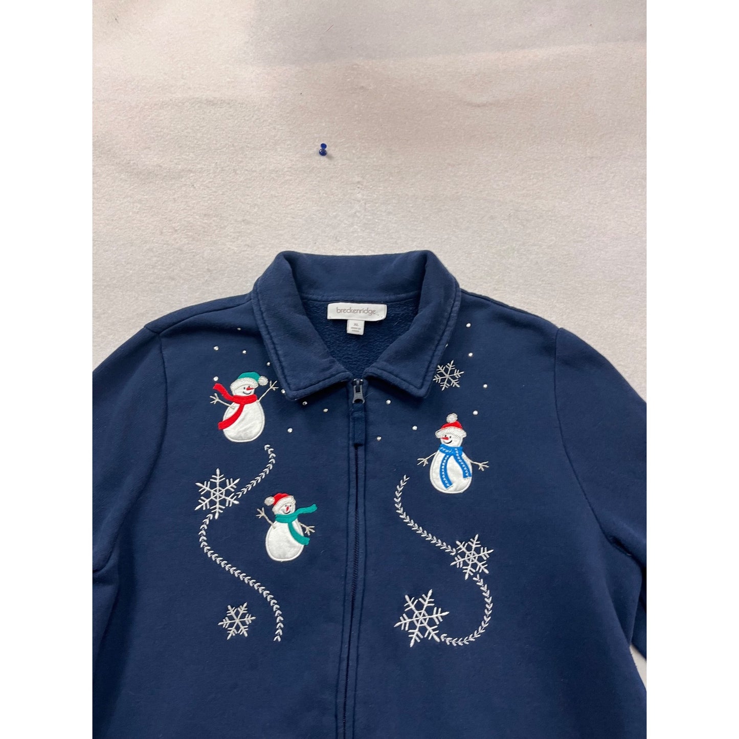 Vintage Breckenridge XL Snowman Embroidered Zip-Up Jacket #110C