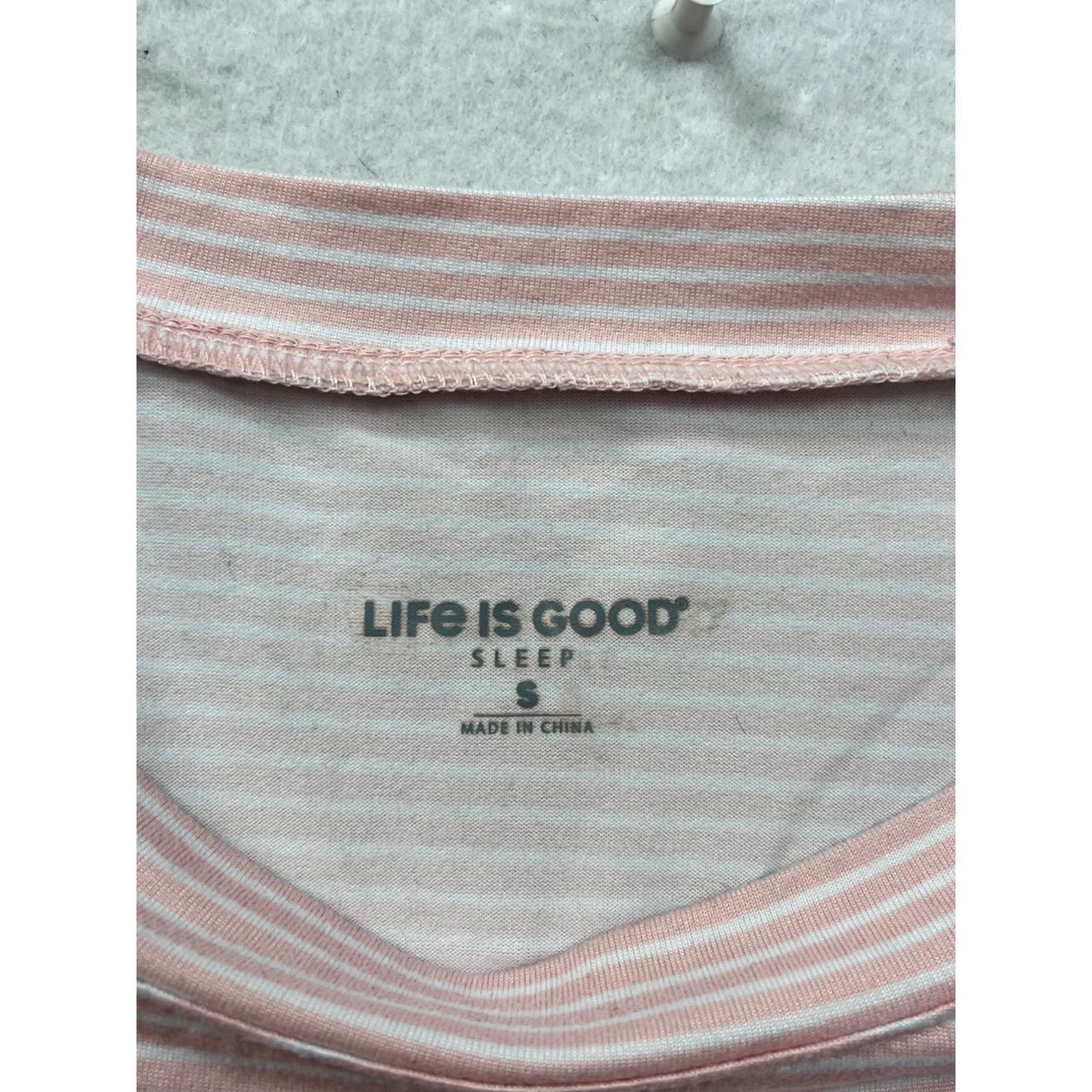 Life Is Good Womens Striped Sleep Shirt "Every Day Is Saturday" S Pink #6838