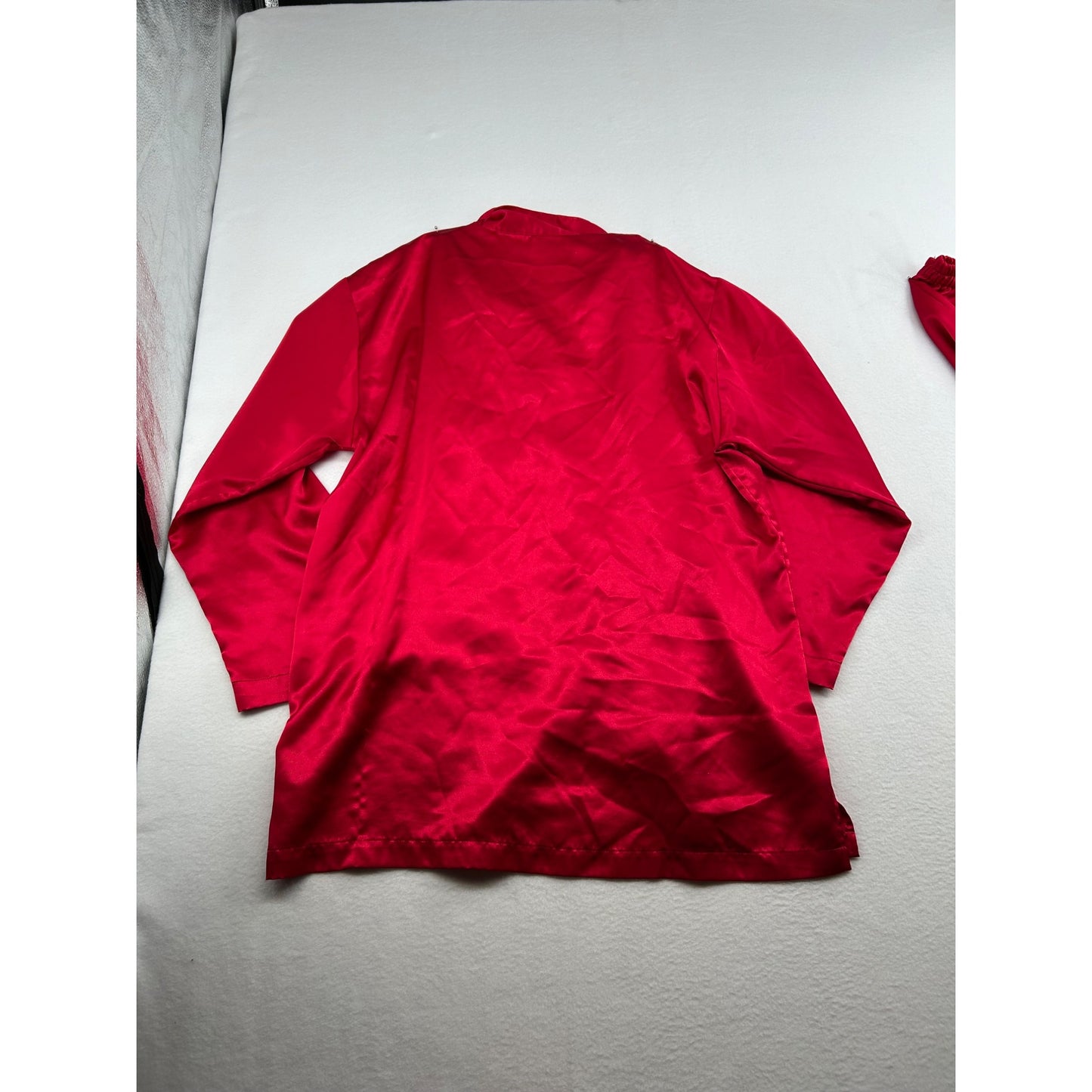 Victorias Secret Red Satin Pajama Set With Embroidered Pocket Detail #6651