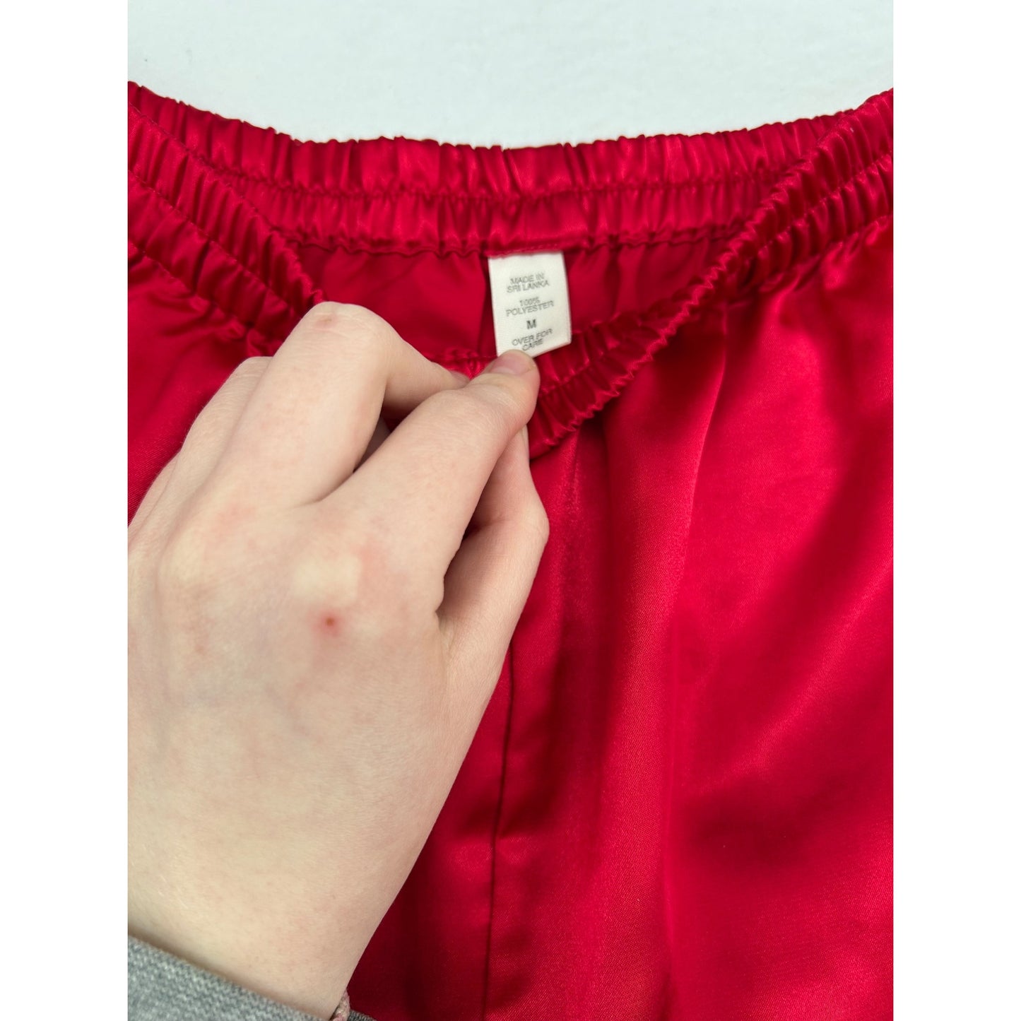 Victorias Secret Red Satin Pajama Set With Embroidered Pocket Detail #6651