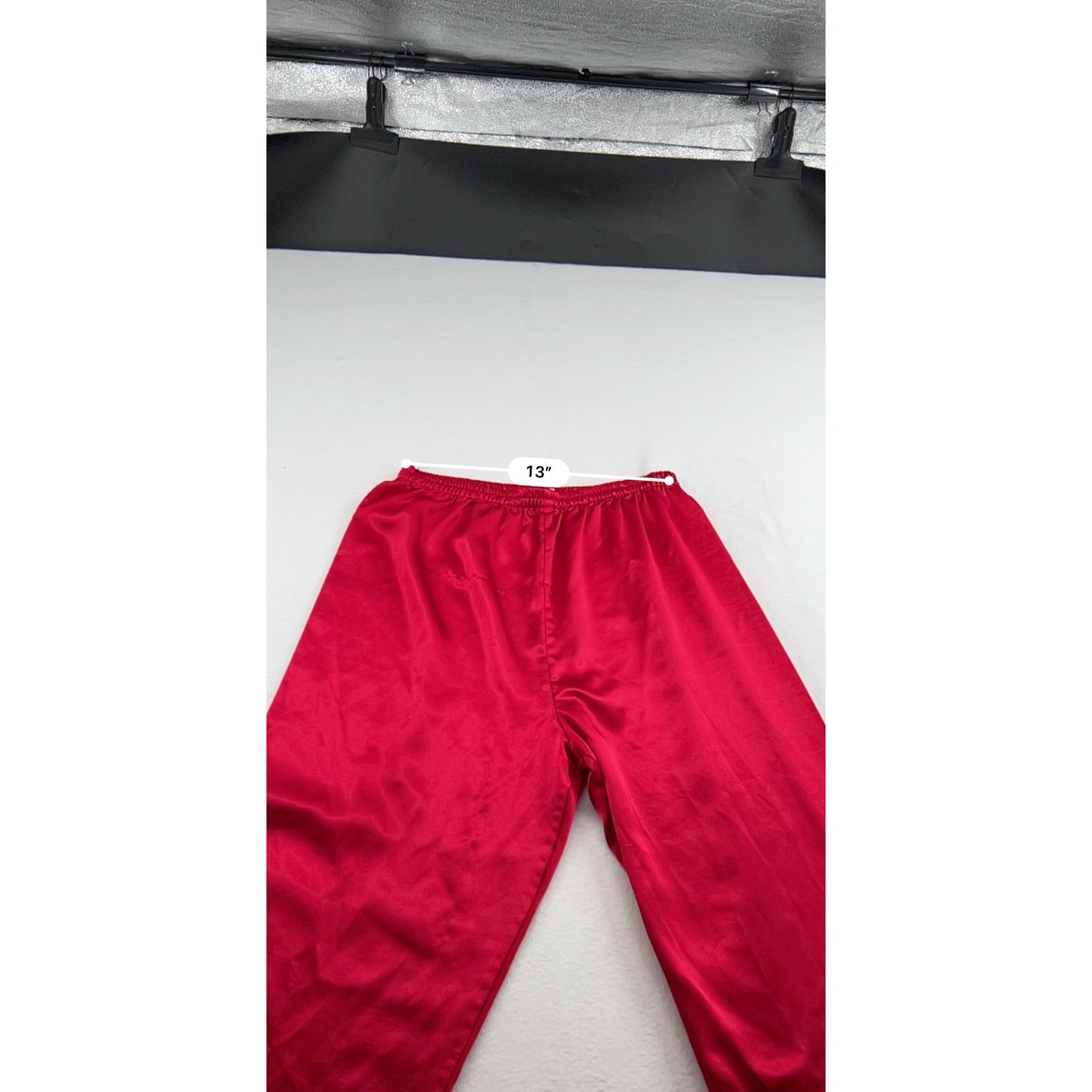 Victorias Secret Red Satin Pajama Set With Embroidered Pocket Detail #6651